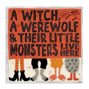 Stupell Industries Witch Werewolf Little Monsters Live Here Halloween Family Canvas Art - 1 of 4