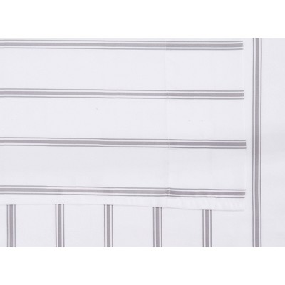 White and Grey Ticking Stripe Full Microfiber Sheet Set