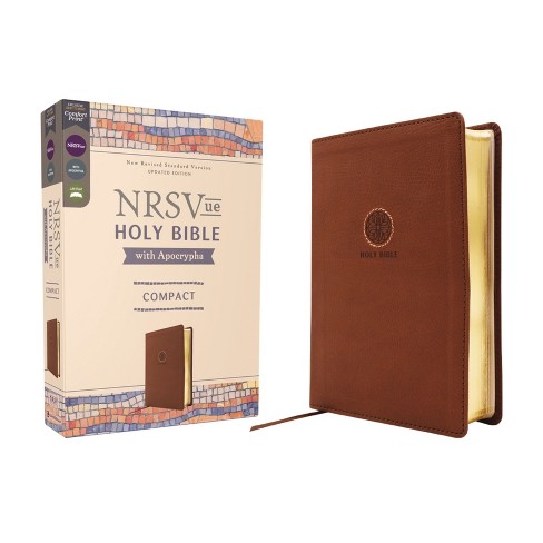 Nrsvue, Holy Bible with Apocrypha, Compact, Leathersoft, Brown, Comfort Print - by  Zondervan (Leather Bound) - image 1 of 1