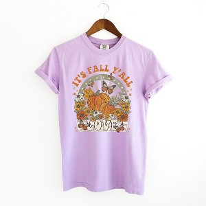 Simply Sage Market Women's It's Fall Y'all Love Short Sleeve Garment Dyed Tee - 1 of 2