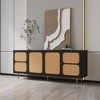 VYNXARIA Rattan Sideboard Buffet Cabinet, Kitchen Storage Cabinet Console Table with Adjustable Shelves for Living Room, Dining Room, Bedroom (Black) - 2 of 4