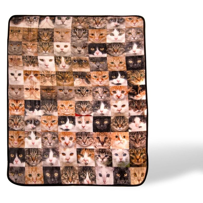 Toynk Cat Face Collage Fleece Throw Blanket | 45 x 60 Inches, 1 of 7