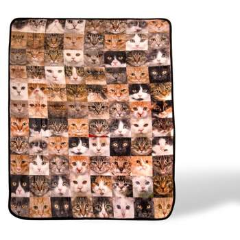 Toynk Cat Face Collage Fleece Throw Blanket | 45 x 60 Inches