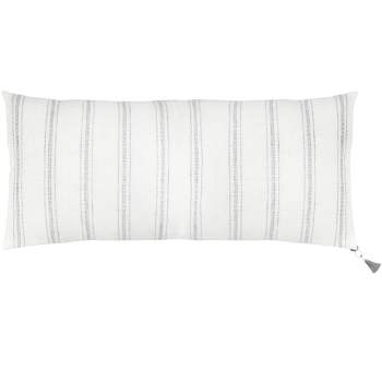 White with Grey Stripes Linen Pillow 13x30