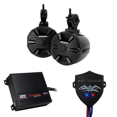 Alpine SPV-65-SXS 6.5" Speaker Pods with MTX MUD100-2 Powersports Amplifier and Wet Sounds WW-BT UR Bluetooth Receiver
