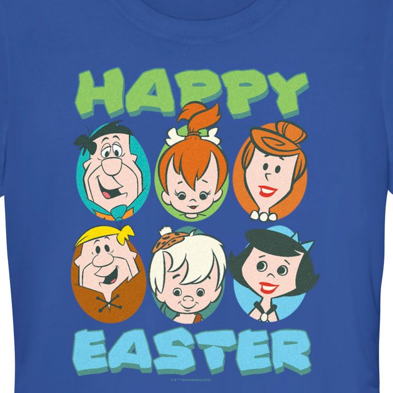 Juniors Womens The Flintstones Happy Easter Family Portraits T-Shirt, 2 of 5