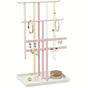 14.5-Inch Gold Jewelry Stand - Holds 80 Pieces, Sturdy Display for Necklaces & Bracelets - 1 of 4
