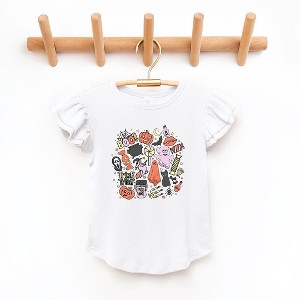 The Juniper Shop Halloween Doodle Collage Toddler Flutter Sleeve Tee - 1 of 3