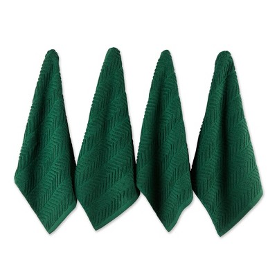 Design Imports Dark Green Chevron Luxury Barmop Set/4