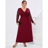 Clearlove Womens Plus Size V Neck Long Sleeves Applique Chiffon Plus Size Long  Evening Dress - 2 of 4