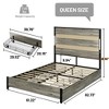 NicBex Queen/King Size Bed Frame with Charging Station,LED Lights and 4 Drawers for Adults/Boys/Girls,Gray - 2 of 4