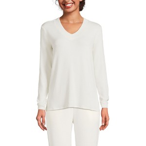 Lands' End Women's Faux Cashmere Long Sleeve Cozy Pajama Top - 1 of 4