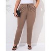 Clearlove Plus Size Women's Solid Color Tie Waist Tummy Control Slim Leg Pants Stretch Comfort Work Pants - 2 of 4