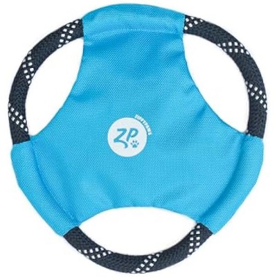 ZippyPaws Rope Gliderz - Durable Outdoor Dog Toy, Pet Flying Disc, Soft Frisbee Dog Toy for Throwing & Fetching, Gift for Dog Dads - Blue
