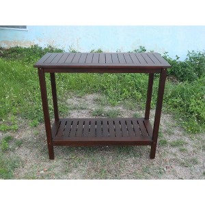 CAVINAS Acacia Wood Patio Table,42" Outdoor Side Table with Slatted Design,Multi-Purpose Patio End Table for Indoor,Outdoor - 1 of 4