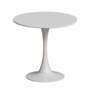 Lirago 31.4"W * 31.4"D * 28.9"H Medieval White Marble Round Dining Table with Metal Base-Compact 2-3 Seater - 1 of 4