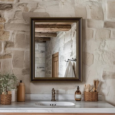 16x20 Inch White Wood Frame Wall Mirror, Anti-Desilvering Tempered Glass for Bathroom & Living Room