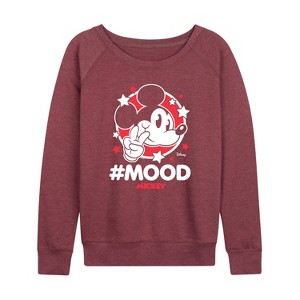 Women's - Disney - Mickey Mouse Lightweight French Terry Wide Neck Long Sleeve Shirt - 1 of 4