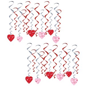 Beistle Valentine's Day Heart Whirls, 17.5"-26", (24/Pkg) Red - 1 of 4
