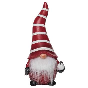 Transpac Resin 8.25 in. Multicolored Christmas /White Striped Gnome Decor