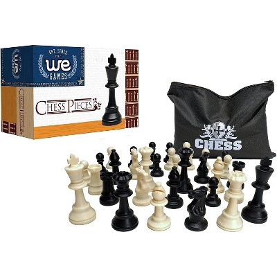 WE Games Plastic Staunton Tournament Chess Pieces in Black and Cream - 3.75 in King