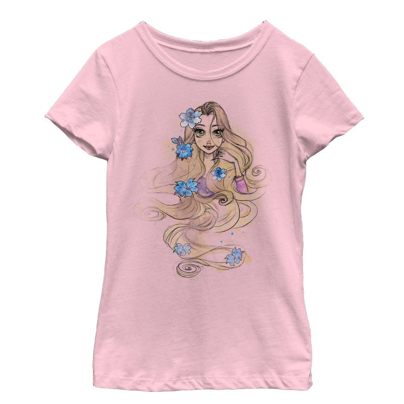 Girl's Tangled Rapunzel Sketch T-Shirt, 1 of 4