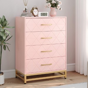 Dresser for Bedroom with 4 Drawer, Modern Dressers Chest of Drawers, with Wide Drawers and Metal Handles, Wood Dressers, Black - 1 of 4