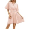Coolmee Women's Summer Floral Sundress Short Sleeve Wrap V Neck A-Line Midi Dress - 3 of 4