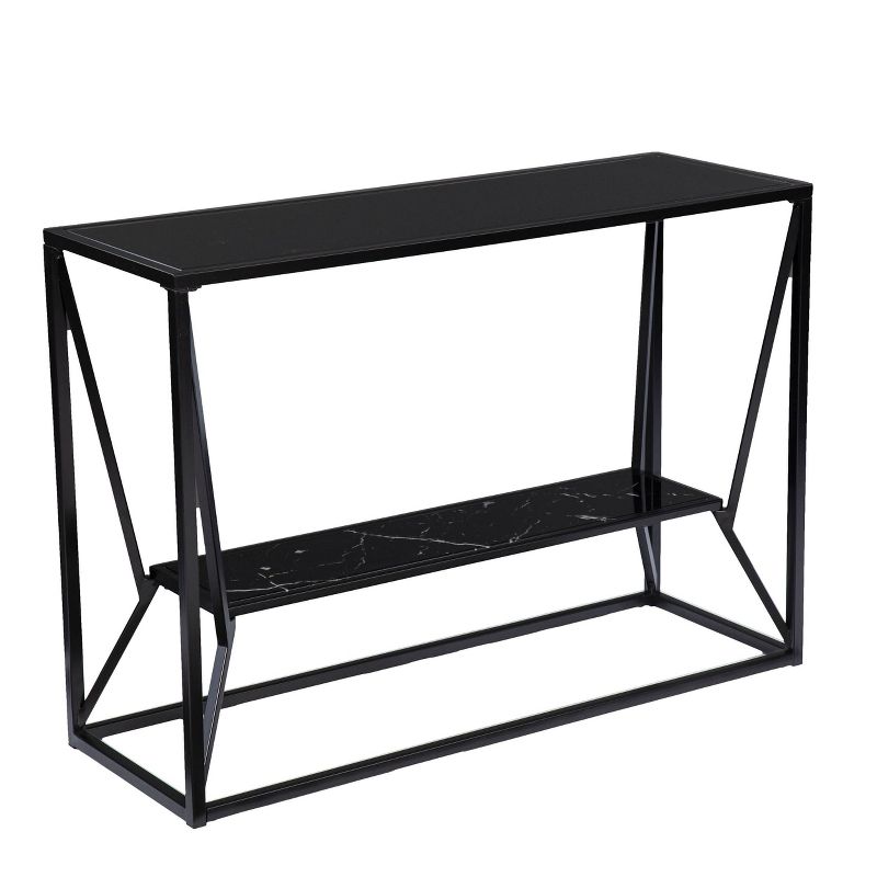 Finsfil Long Glass-Top Console Table Black - Aiden Lane, 5 of 11