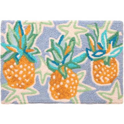 Jellybean Tropical Pineapples & Starfish Washable Doormat – 20"x30" Accent Mat for Coastal Entryways, Kitchens & Patios