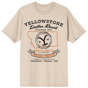 Yellowstone Your Rach Your Rules Montana Logo Crew Neck Short Sleeve Women's Natural T-shirt - 1 of 3