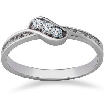 Pompeii3 1/6ct 3-Stone Diamond Promise Engagement Ring 14K White Gold