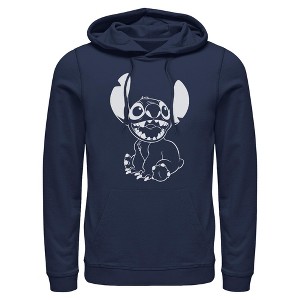 Men's Lilo & Stitch Negative Black and White Pull Over Hoodie - 1 of 4