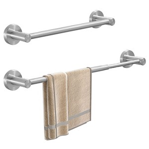 NewHome"Adjustable Wall-Mounted Towel Bar 9.8in to 24.6in, Rustproof Stainless Steel, Retractable Towel Rack"Silver - 1 of 4