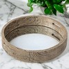 HomeRoots 20" Light Brown Round Wood Indoor Outdoor Serving Tray With Handles - 2 of 4