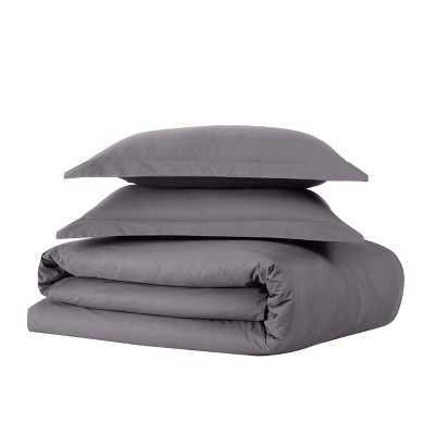 Gray Cotton Twin XL Duvet Cover Set with Pillow Sham