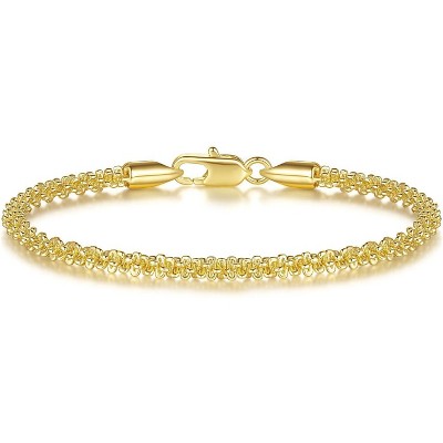 14K Gold Non-Tarnish Bracelet, Starry Rope Chain Design Adjustable 6.5-9 Inch, Jewelry Gift for Women