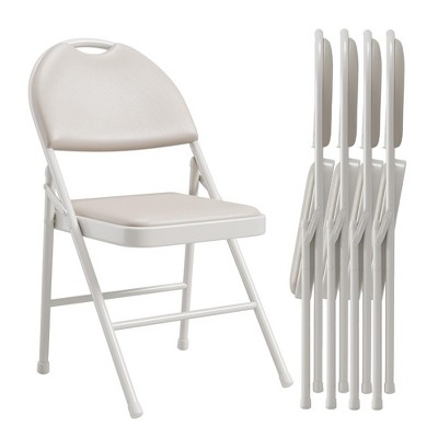 Whizmax Folding Chairs 4 Pack, Metal Foldable Chair with Cushion and Non-Slip Feet Pads, PU Party Chairs for Indoors and Outdoors, Dining Room