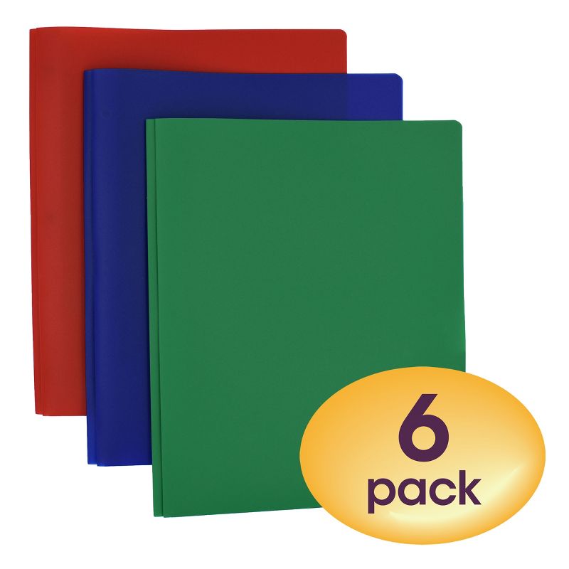 Smead Poly Two-Pocket Folder with Tang Style Fasteners, Letter Size, Assorted Colors, 6 per Pack (87745), 5 of 6