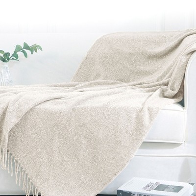 Full Taupe Wool Knitted Machine Washable Throw Blanket
