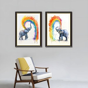 FONTOI Colorful Elephant Canvas Wall Art 2pcs, Office Home Wall Decor Living Room, Dining Room Decor Framed Wall Art, Multicolored 24"* 32"*1.2" - 1 of 4