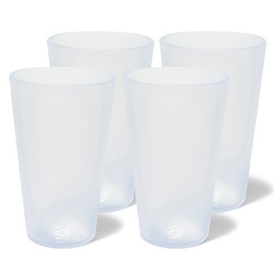 Silipint: Silicone Pint Glasses: 4 Pack Icicle - 16oz Reusable Unbreakable Cups