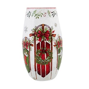 Stony Creek 7.0 Inch Decorated Sleds Pre-Lit Med Vase Holly Berries Snowflakes Novelty Sculpture Lights - 1 of 4