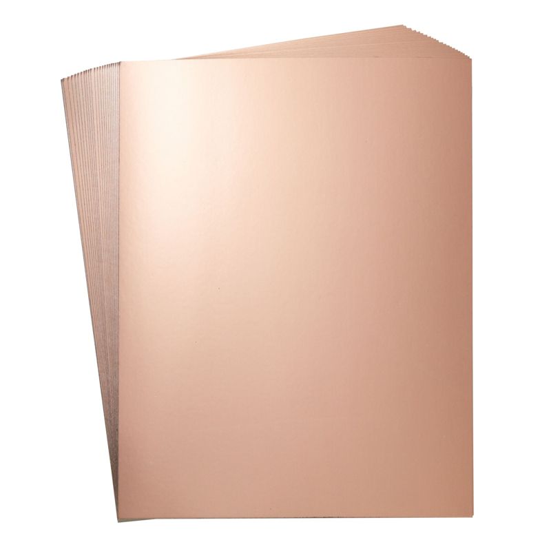 Genie Crafts 24-Sheet Rose Gold Foil Metallic Mirror Board Paper for Arts and Crafts, 8.5" x 11", 350 GSM, 1 of 9