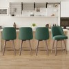 Bekrvio 26'' Counter Height Swivel Bar Stools Set of 4 —Backs and Wood Legs,Linen Fabric/PU Leather Upholstered Barstools for Kitchen Island - 4 of 4
