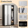 72" Metal Storage Cabinet with 1 Door, Lockers for Employees Students with Shelves, Metal Storage Steel Locker for School Office Gym, Grey+Black - 4 of 4