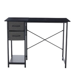 TUYOHW Computer Desk with 2 Fabric Drawers & Shelf,Narrow Writing Table,Space Saving Design with Iron Hook - 1 of 4