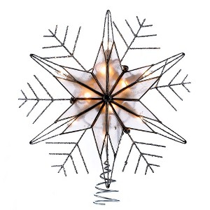 Kurt Adler 10-Light 10-Inch Silver Capiz Wire Snowflake Treetop - 1 of 4