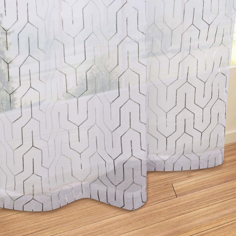 Contemporary Geometric Trellis Sheer Curtains, Set of 2 by Blue Nile Mills, 4 of 6
