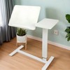 Overbed Bedside Table with Wheels, Height Adjustable Mobile Standing Desk, Rolling Computer Cart, Split Tilting Tray Table for Home Hospital Use - 3 of 4